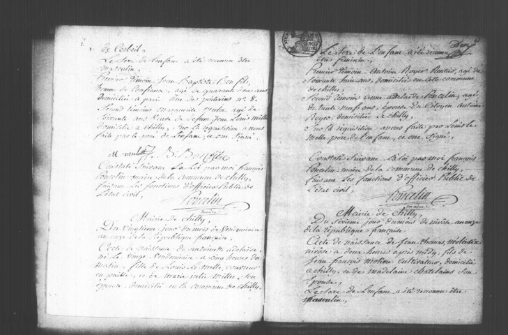 CHILLY-MAZARIN. Naissances, mariages, décès : registre d'état civil (an XI-1818). 