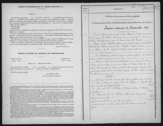 CHALOU-MOULINEUX. - Registre des délibérations du conseil municipal, 12.11.1876 - 20.5.1885. 
