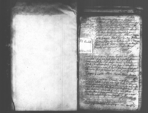 SAINT-ESCOBILLE. Paroisse Saint-Escobille : Baptêmes, mariages, sépultures : registre paroissial (1763-1784). 