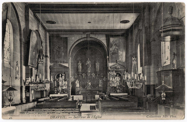DRAVEIL. - Intérieur de l'église. ND (1904), 5 mots, 5 c, ad. 