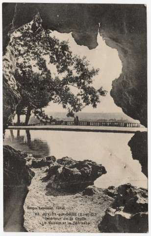 JUVISY-SUR-ORGE. - Intérieur de la grotte. Le bassin et la terrasse. Leprunier (1925), 5 lignes, 25 c, ad. 