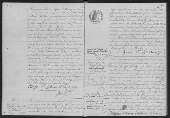 PUSSAY. - Naissances, mariages, décès : registre d'état civil.