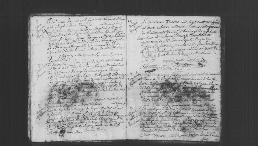 CORBEIL. Paroisse Saint-Léonard, rive droite, faubourg, annexe de Saint-Pierre-du-Perray : Baptêmes, mariages, sépultures : registre paroissial (1762-1764). 