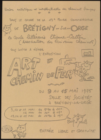 BRETIGNY-SUR-ORGE. - Exposition : Art et chemin de fer, par le Cercle littéraire Etienne-Cattin, Salle des sociétés, 9 mai-15 mai 1975. 