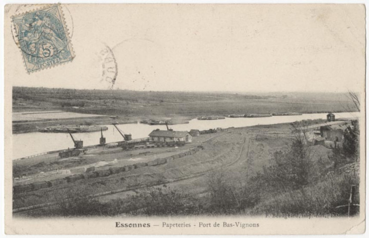 ESSONNES. - Papeteries. Port des Bas-Vignons, Beaugeard, 1905, 2 mots, 5 c, ad. 