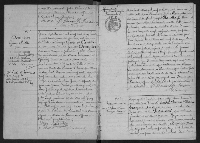 DOURDAN.- Naissances : registre d'état civil. 