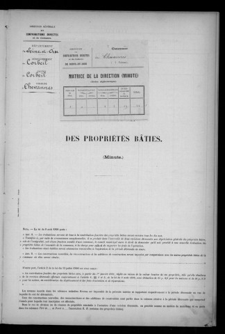 CHEVANNES. - Matrice des propriétés bâties [cadastre rénové en 1953]. 