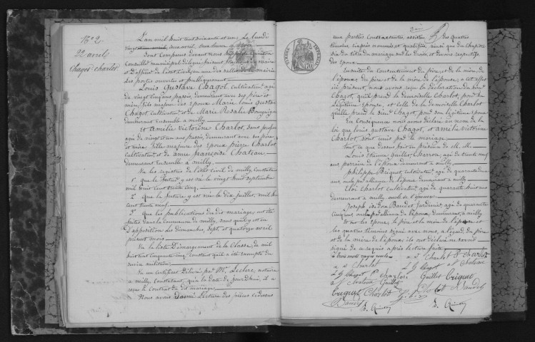 MILLY-LA-FORET. Mariages : registre d'état civil (1861-1875). 