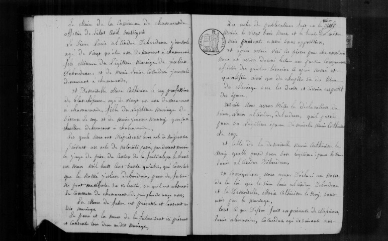 CHAMARANDE. Naissances, mariages, décès : registre d'état civil (1834-1860). 