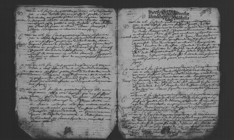 VILLEBON-SUR-YVETTE. Paroisse Saint-Cosme et Damien : Baptêmes, mariages, sépultures : registre paroissial (1692-1715, 1737-1740). 