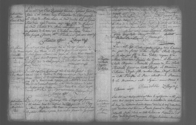 SAINT-VRAIN. Paroisse Saint-Caprais : Baptêmes, mariages, sépultures : registre paroissial (1783-1791). 