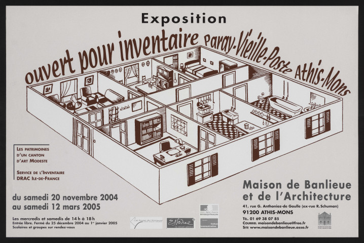 ATHIS-MONS. - Exposition : ouvert pour inventaire Paray-Vieille-Poste - Athis-Mons. Les patrimoines d'un canton d'Art modeste, Maison de Banlieue et de l'Architecture, 20 novembre 2004-12 mars 2005. 