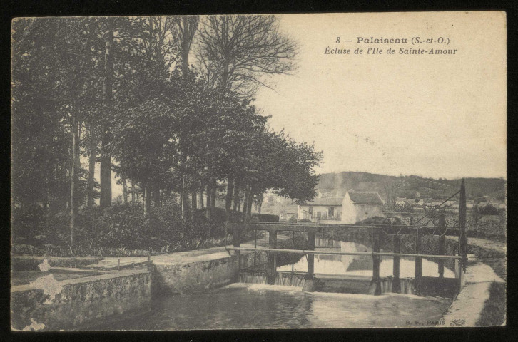 PALAISEAU. - Ecluse de l'île de Sainte-Amour. Edition BF, 1923, 1 timbre à 10 centimes. 