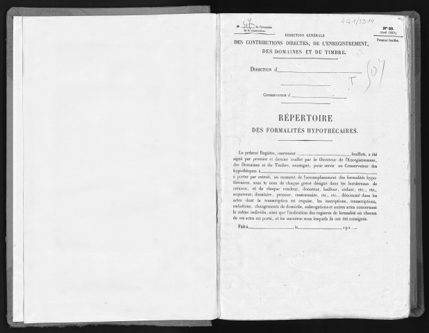 Conservation des hypothèques de CORBEIL. - Répertoire des formalités hypothécaires, volume n° 507 : A-Z (registre ouvert vers 1920). 