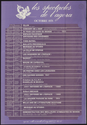 EVRY. - Les spectacles de l'Agora : programme culturel, octobre 1978. 