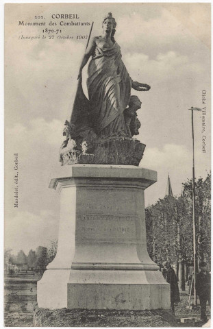 CORBEIL-ESSONNES. - Monument des combattants 1870-1871 (inauguré le 27 octobre 1907), Mardelet. 