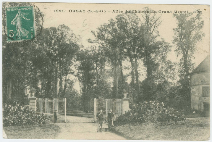 ORSAY. - Allée du château du grand Mesnil. Edition EM, 1913, 1 timbre à 5 centimes. 