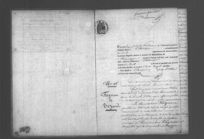 ETAMPES. Mariages : registre d'état civil (1858). 