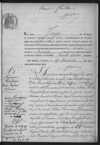 LINAS.- Naissances, mariages, décès : registre d'état civil (1897-1904). 