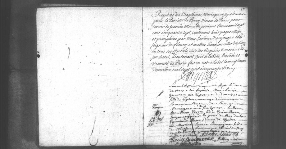 PARAY-VIEILLE-POSTE. Paroisse Saint-Vincent : Baptêmes, mariages, sépultures : registre paroissial (1757-1771). 