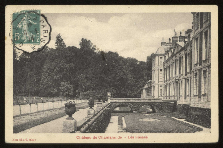 CHAMARANDE. - Château, les fossés. Editeur Mme Girard, 1914, 1 timbre à 5 centimes. 