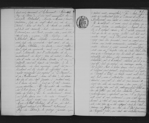 ESSONNES. Mariages : registre d'état civil (1892). 