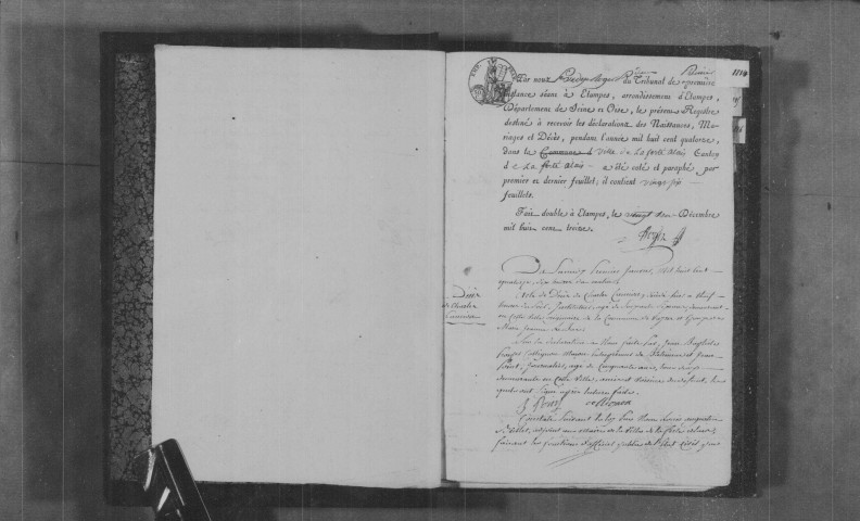 FERTE-ALAIS (LA). Naissances, mariages, décès : registre d'état civil (1814-1824). 