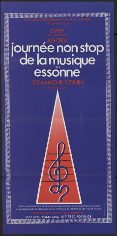 EVRY.- Journée non stop de la musique en Essonne, Agora d'Evry, [27 juin 1980]. 