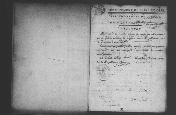 MASSY. Naissances, mariages, décès : registre d'état civil (an XI-1808). 