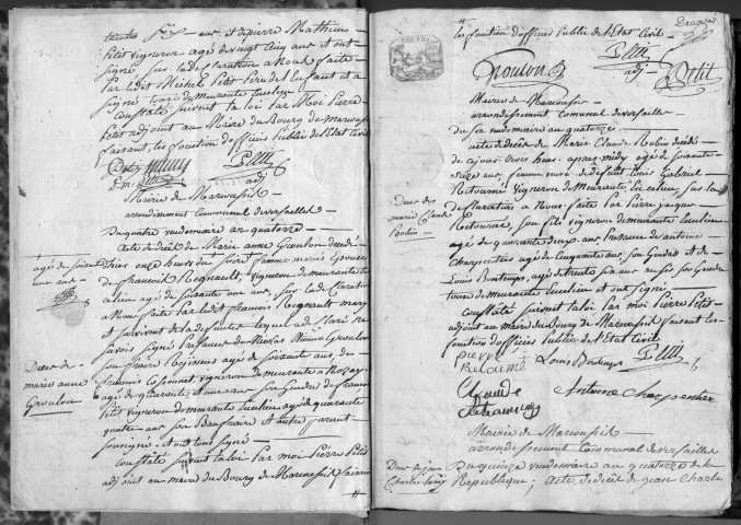 MARCOUSSIS. Naissances, mariages, décès : registre d'état civil (an XIV-1809). 