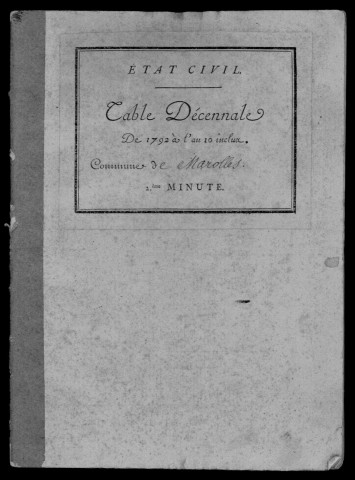 MAROLLES-EN-BEAUCE. Tables décennales (1802-1902). 