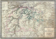 Carte topographique de l'arrondissement d'ETAMPES, [s.l.], 1875. Ech. 1/40 000. Coul. Lég. Dim. 1,11 x 1,56. 