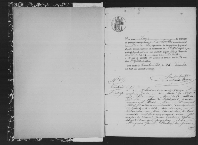 DOURDAN. Mariages : registre d'état civil (1875-1891). 