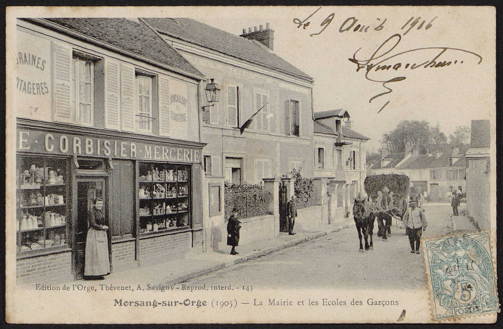 MORSANG-SUR-ORGE.- La mairie et les écoles des garçons, 1906.