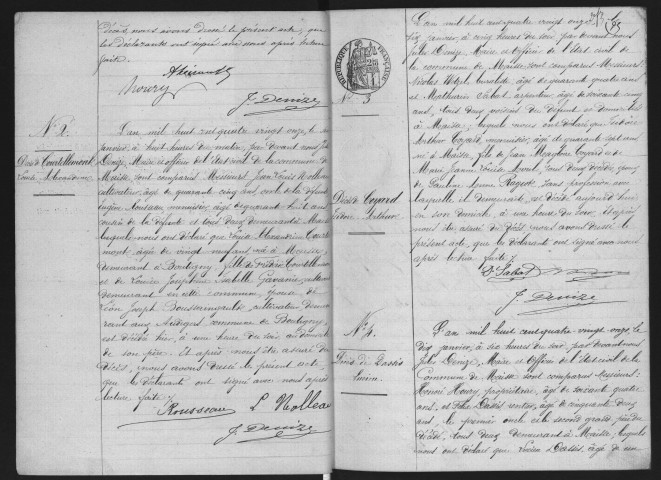 MAISSE.- Naissances, mariages, décès : registre d'état civil (1891-1898). 