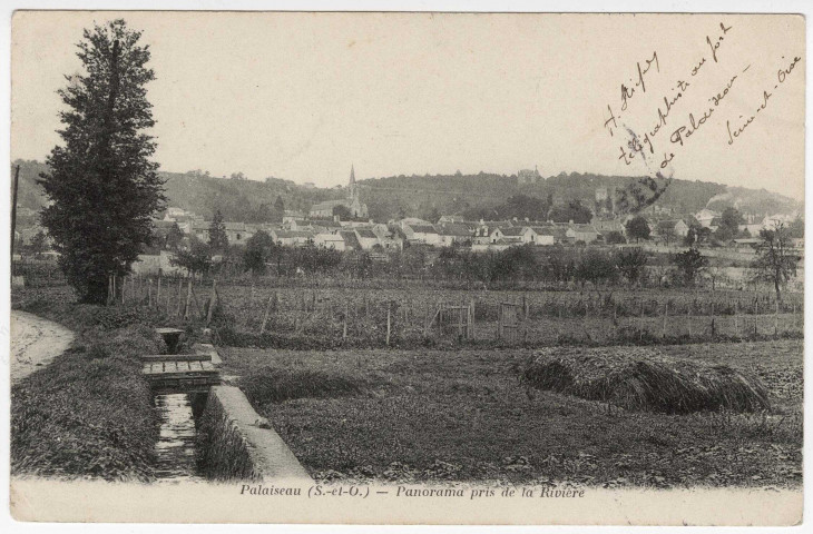 PALAISEAU. - Panorama pris de la rivière [Editeur Bourdier, 1904, timbre à 10 centimes]. 
