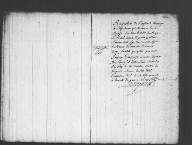 BRUYERES-LE-CHATEL. Paroisse Saint-Didier : Baptêmes, mariages, sépultures : registre paroissial (1737-1750). 