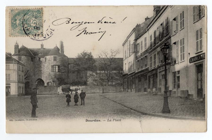 DOURDAN. - La place. Laussedat (1906), 3 mots, 5 c, ad. 