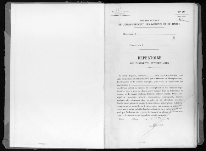 Conservation des hypothèques de CORBEIL. - Répertoire des formalités hypothécaires, volume n° 681 : A-Z (registre ouvert en 1949). 