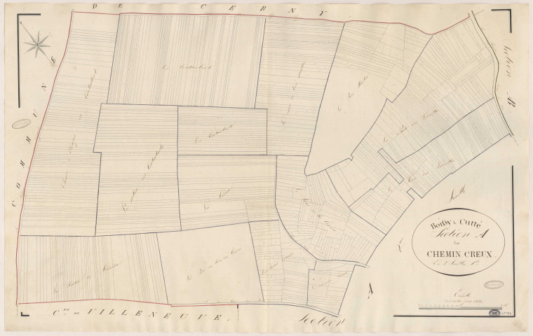 BOISSY-LE-CUTTE. - Section A : Chemin creux (le), 1ère feuille. 