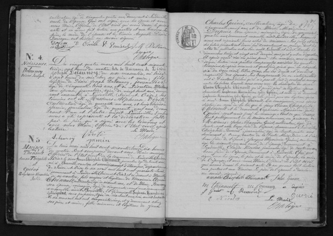 LEUDEVILLE. Naissances, mariages, décès : registre d'état civil (1873-1882). 