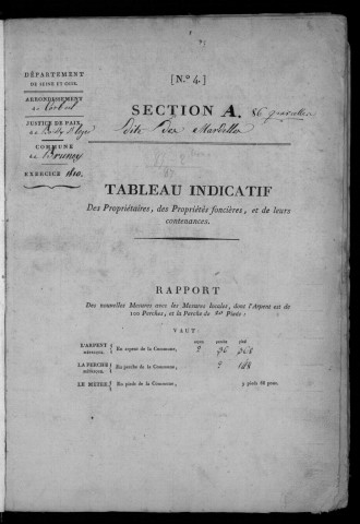 BRUNOY. - Tableau indicatif [cadastre rénové en 1972].