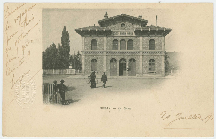 ORSAY. - La gare. Edition Bréger, 1902, 1 timbre à 10 centimes. 