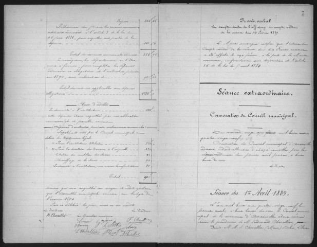 AVRAINVILLE - Administration de la commune. - Registre des délibérations du conseil municipal (10/02/1889 - 22/03/1896). 