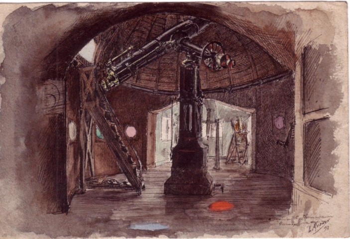 dessin : intérieur de la coupole de l'observatoire Flammarion