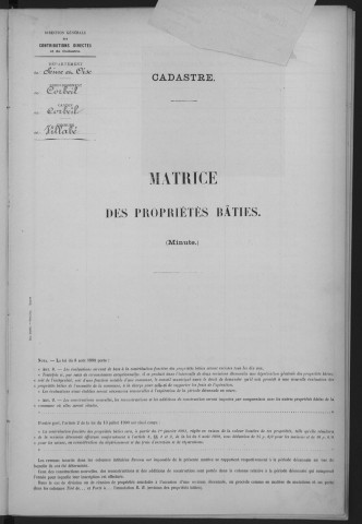VILLABE. - Matrice des propriétés bâties [cadastre rénové en 1937]. 