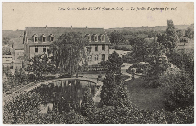 IGNY. - Etablissement Saint-Nicolas. Ecole d'horticulture, le jardin d'agrément (1909). 1 mot, 5 c, ad. 