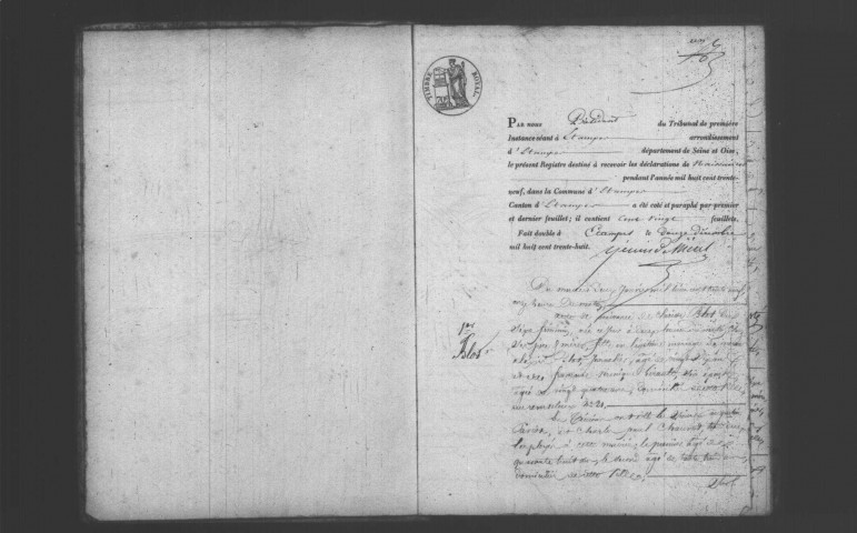 ETAMPES. Naissances : registre d'état civil (1839). 
