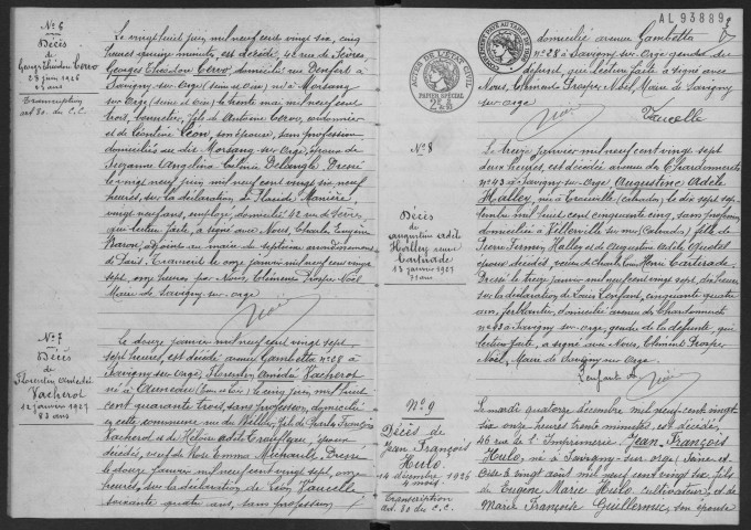 SAVIGNY-SUR-ORGE. - Décès : registre d'état civil.