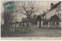 SAINTRY-SUR-SEINE. - Carrefour dans le village, la Terrasse [Editeur Druon, 1907, timbre à 5 centimes]. 